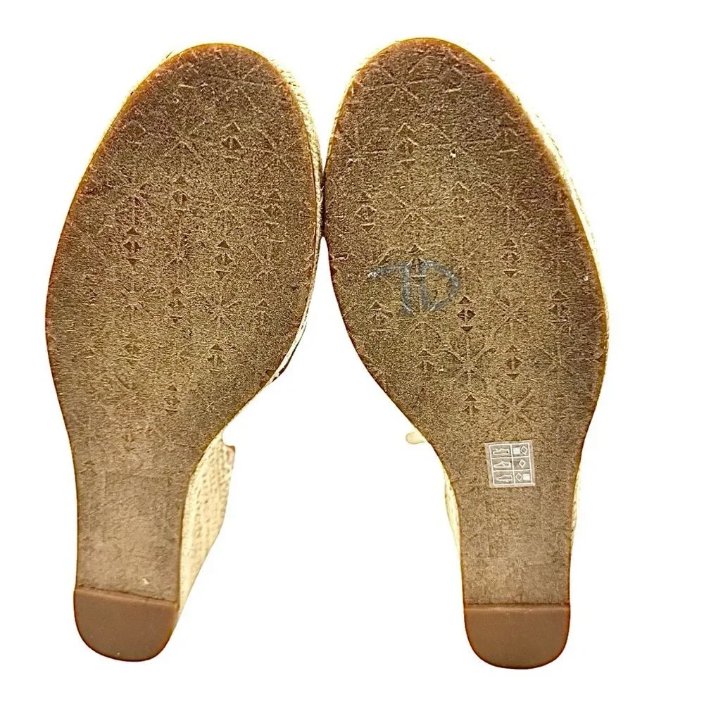 Kate Spade Espadrille Wedge Thea Sandals Shoes Canvas Leather Size 8.5 B EUC